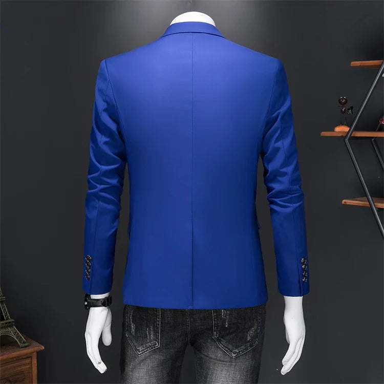 Plus Size 6XL-M Fashion Mens Solid Color Suit Jacket High Quality Business Slim Fit Casual Blazers Formal Social Wedding Tuxedo