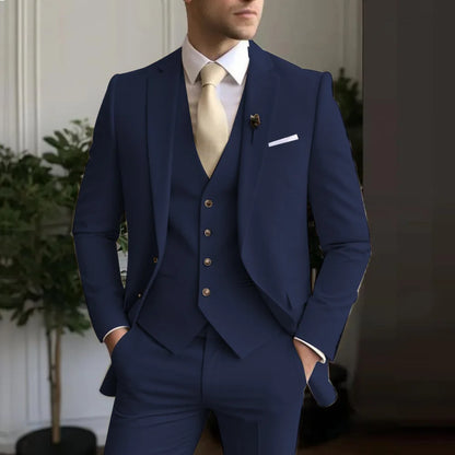 Men's White/Black Terno Suit with Notch Lapel 3-Piece Wedding/Business Man Clothing(Jacket Pants Vest)for Home Party Occasions