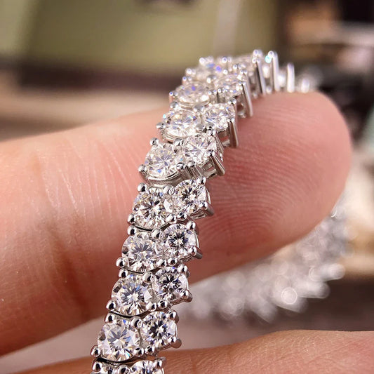 Bracelet complet en moissanite 3 mm 100 % argent S925, bracelet diamant de laboratoire couleur D pour femme, homme, mariage, fête, bijoux raffinés