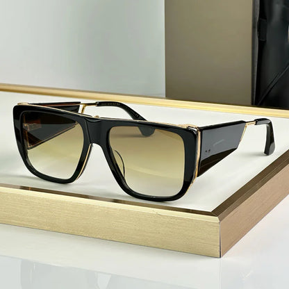 Luxury Big Squre Sunglasses with Side Shields for Men Women Acetate Top Quality Vintage Street Fashion UV400 Alloy with Case