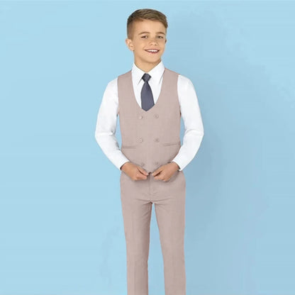 Classic Solid Paisley Suits for Boys 3-Piece Smart Stylish Boy's Tuxedo Formal Outfit For Kids Blazer Vest And Pants For Party