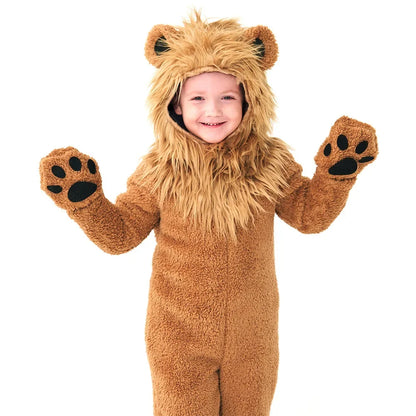 2-12Y Lion King Costume for Boys Deluxe Full Set Halloween Purim Animal Themed Party Fancy Dress Fleece
