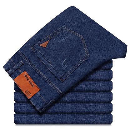 2026 New Style Business Men's Jeans Casual Straight Stretch Fashion Classic Blue Black Work Pant Denim Trousers Male Clothing