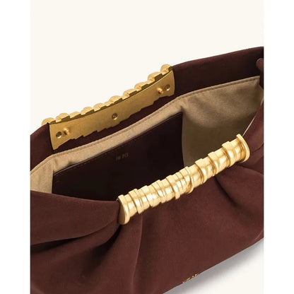 Leia Pleated Clutch Metal Fashion High-End Feel Dumpling Bag Soft Leather Luxury Party Bag Evening Clutch for Women