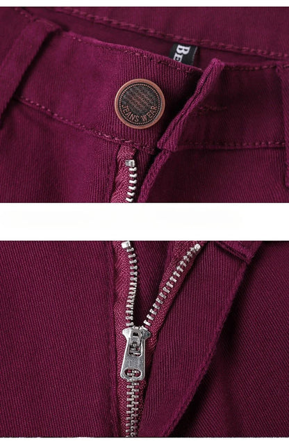 Fashion Classic Jeans Men Solid Color Casual Streetwear Hip-hop Trousers Stretch Slim-fit Embroidered Denim Pants