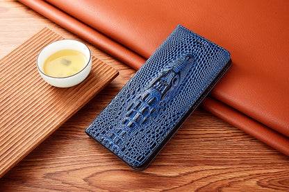 Crocodile Genuine Leather Magnetic Flip Case For iPhone 16 16e 15 14 11 12 13 Pro X XS Max Plus Mini SE 2025 All-inclusive Cover