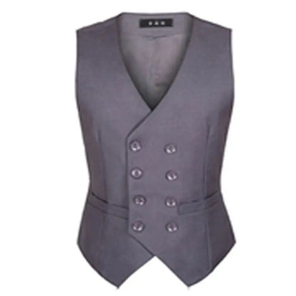 2026 Men's Slim Waistcoat Vest Spring Autumn Solid Double Breasted Oversized Suit Vest Men Formal Blazer Vest Wedding Party Tops