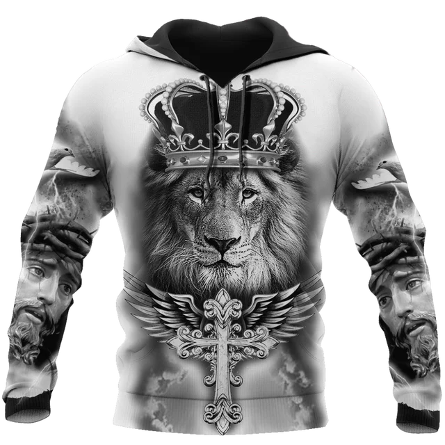 Spring and Autumn Tiger Lion Tattoo 3D Printed Men's Hoodie Unisex Harajuku Fun Hip Hop Sweatshirt Street Essential Oversized