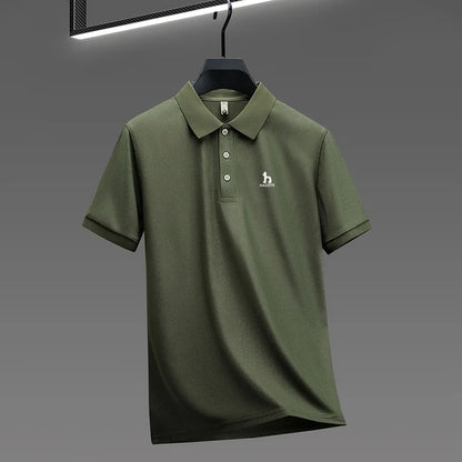 New Men's High End Brand Lape Short Sleeved Polo Shirt Summer Fashion Letter Print T-Shirt Casual Business Office Men's Clothing
