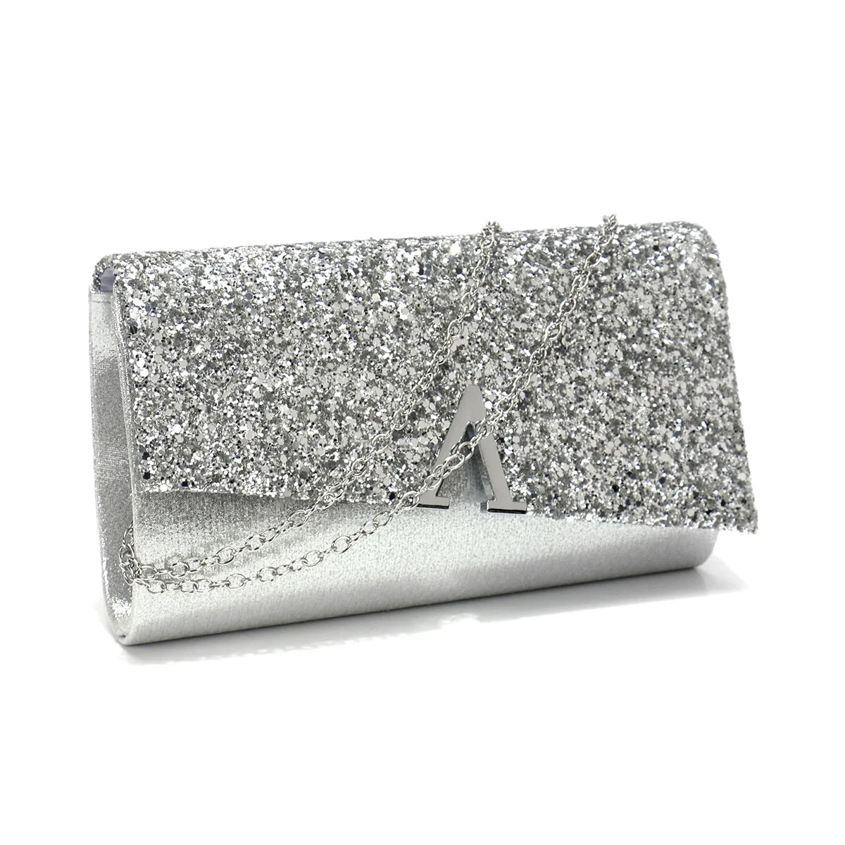 V Design Metal Chain Glamorous Design Evening Bags Envelope Shaped Sequins Handbags For Prom Dinner Wedding Banquet Purse