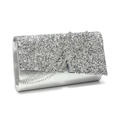 V Design Metal Chain Glamorous Design Evening Bags Envelope Shaped Sequins Handbags For Prom Dinner Wedding Banquet Purse