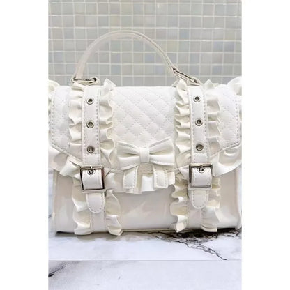 Kawaii Day Sweet Cute Thunder Women's Handbag Lolita Gem Ruffle Bow Shoulder Crossbody Bags Japanese Lolita Bags for girls