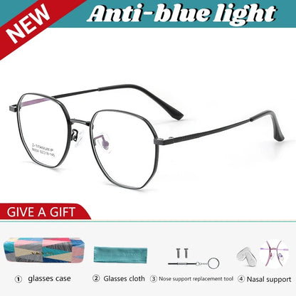 New Retro Simple Fashion Eyeglass Frames Semi Titanium Myopia Anti-Blue Light Glasses Customizable Prescription 86604