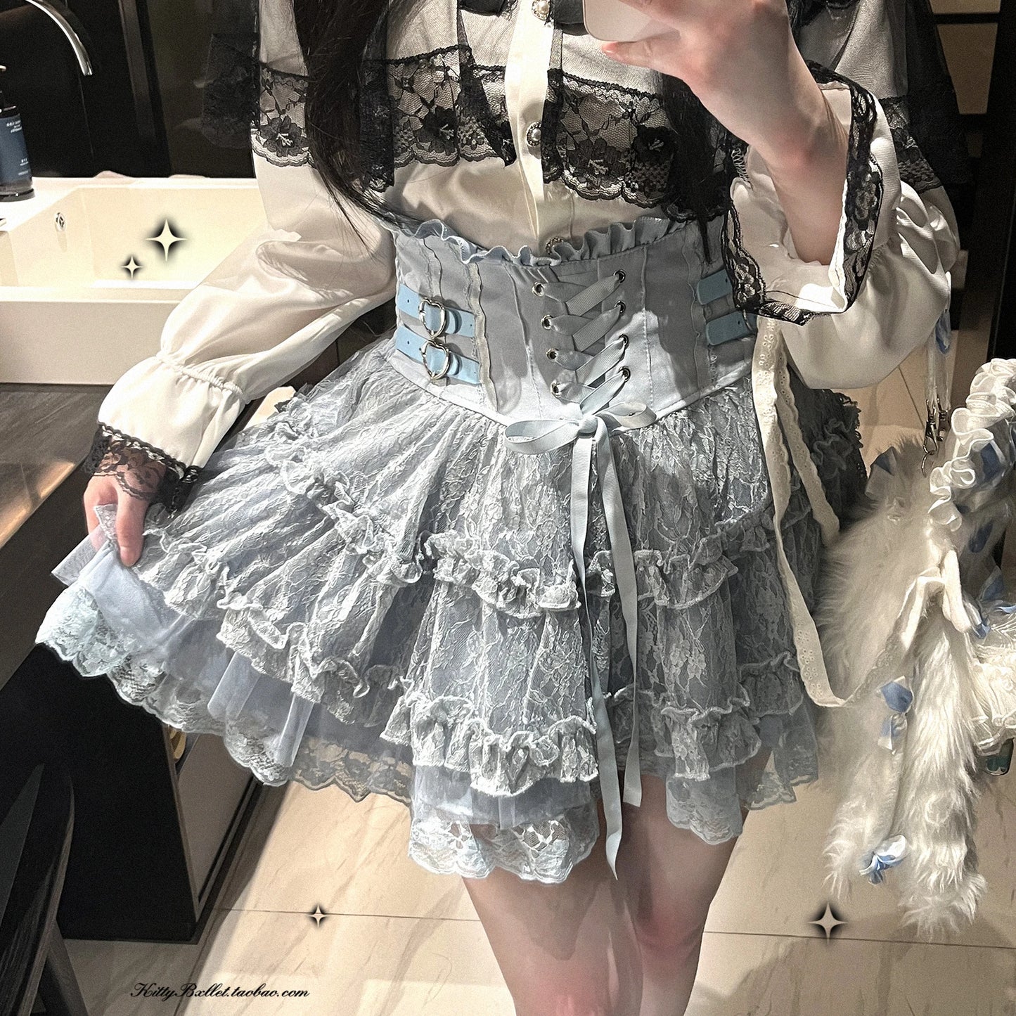Japanese Original Lolita Lace Ruffle Edge Tied Bow High Waist Mini Skirt Spring Summer New Slim Waist Sweet Girl Y2k Skirt
