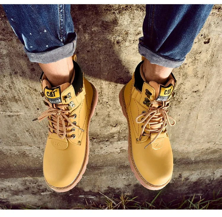 Genuine Leather Mens Women Winter Ankle Military Treking Snow Yellow Tactical Boots Outdoor for Men Work Shoes Sneakers