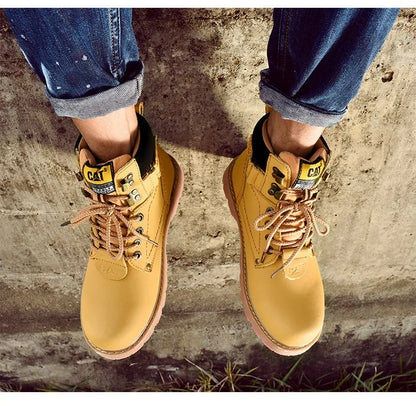 Genuine Leather Mens Women Winter Ankle Military Treking Snow Yellow Tactical Boots Outdoor for Men Work Shoes Sneakers