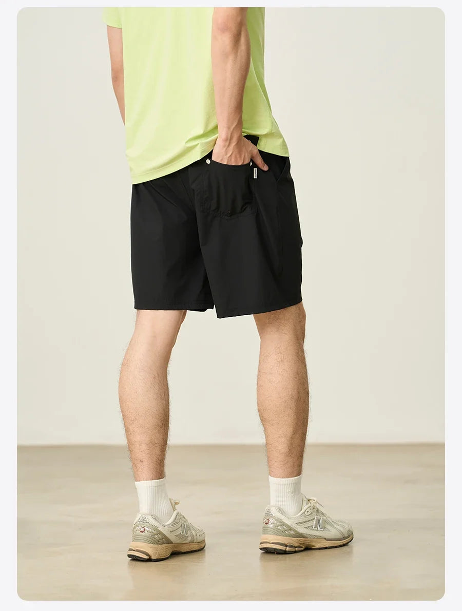 2025 Summer New 145gsm Elastic Fabric Beach Shorts Men Contrast Color Drawstring Athletic Shorts