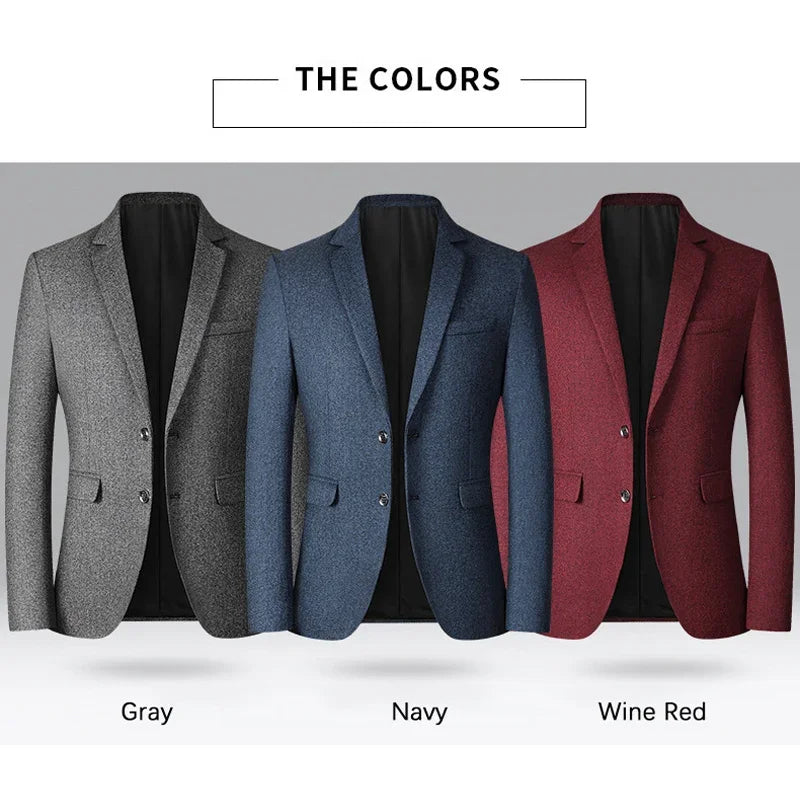 Brand Business Casual Jackets for Men Spring and Autumn Solid Color Turn-Down Collar Suits Blazer 2026 Wedding Blazer Men