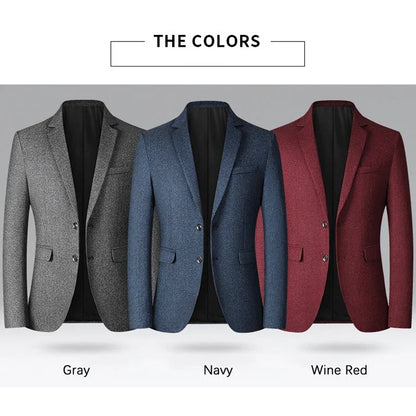 Brand Business Casual Jackets for Men Spring and Autumn Solid Color Turn-Down Collar Suits Blazer 2026 Wedding Blazer Men