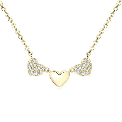 GRA Certified Full Round Moissanite Delicate Love Heart Pendant Necklace for Women 14K Gold Filled Fine Jewelry Gifts