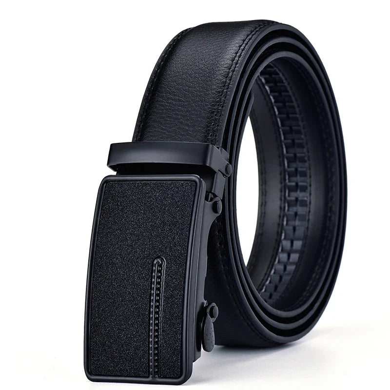 2026 New Cow Genuine Leather Men's Belt Cowhide Strap for Male Automatic Buckle Belts for Men Black Buckle Belts