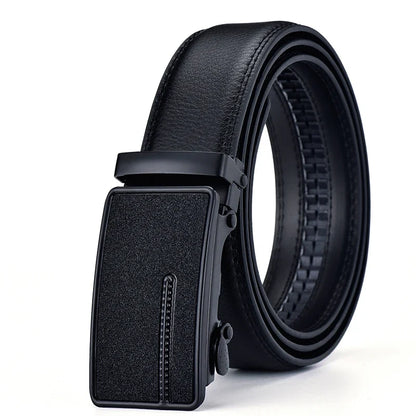 2026 New Cow Genuine Leather Men's Belt Cowhide Strap for Male Automatic Buckle Belts for Men Black Buckle Belts