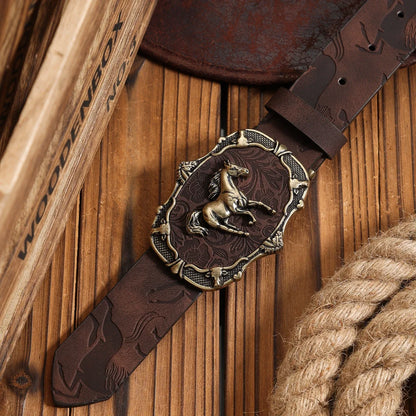 A PU Belt Suitable for Both Men and Women, Combining the Style of Western Denim and Retro, Is Perfect for Daily Casual Outings