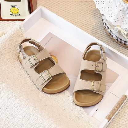 Summer Kids Toddler Boys Girls Casual Leopard Print Sandals Double Buckle Non-Slip Soft Sole for Daily Outdoor Beach Wear