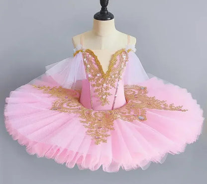 Professional Ballet Girl Blue Pink Pancake Princess Ballet Party Dress Ballet Dance Costume