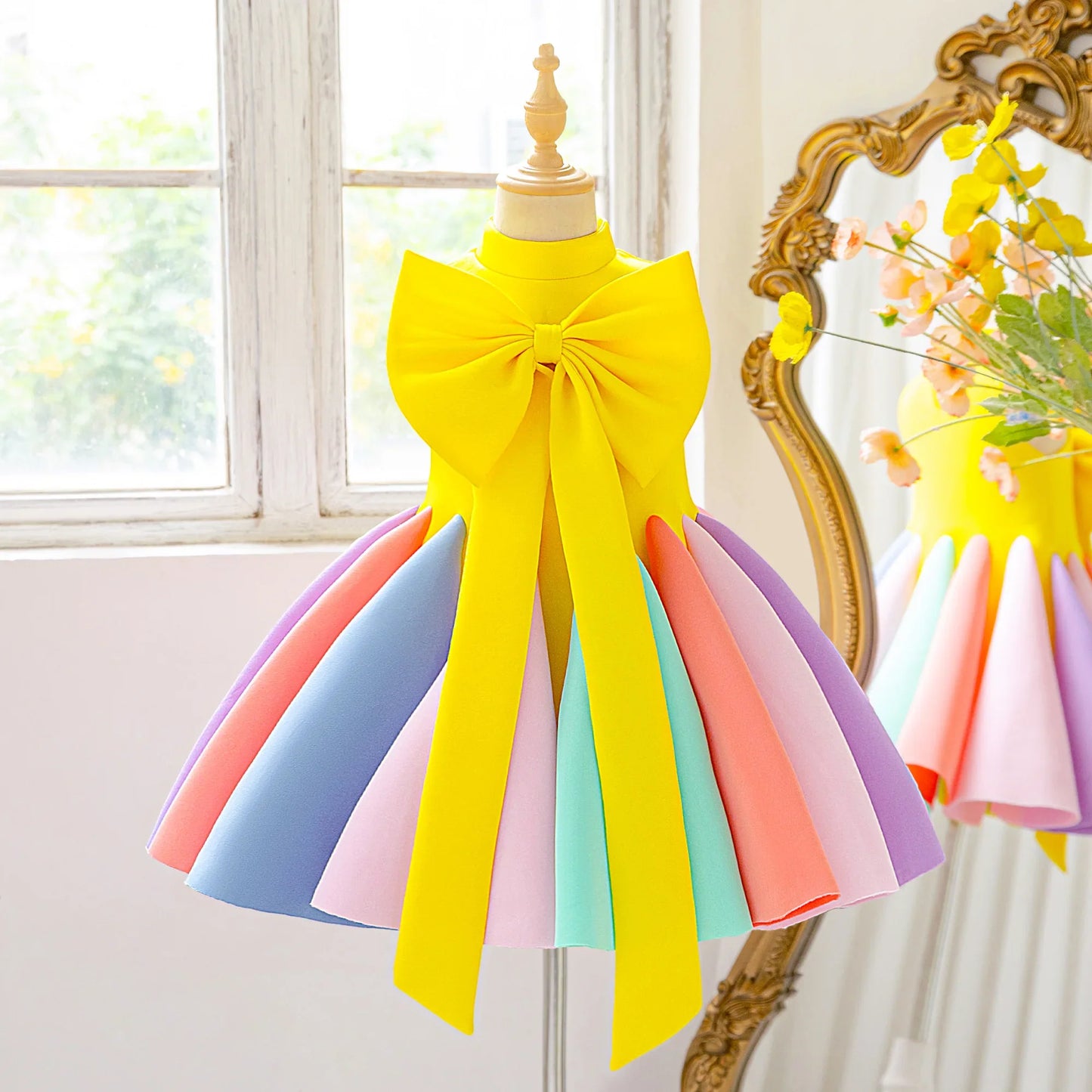 Summer Colorful Bridesmaid Party Girl Dresses Elegant Bow Wedding Birthday Princess Prom Dress Girl Gala Graduation Evening Gown