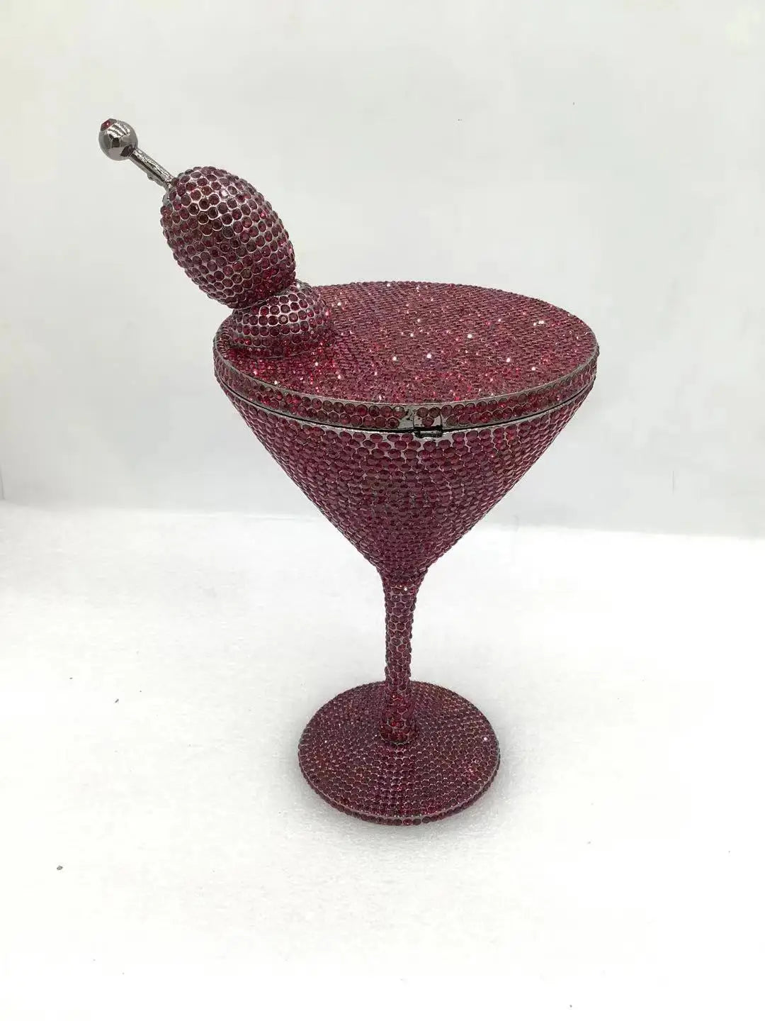 Cherry Martini Gold Rhinestone Evening Cocktail Party Handbag Women Luxury Bling Crystals Wedding Bridal Clutch Purses