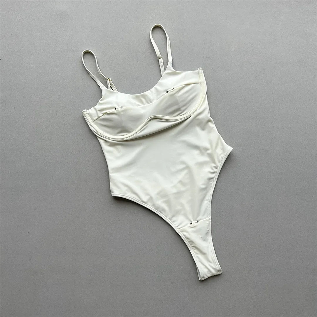 Sexy Cut Out Underwired Women Swimwear One Piece Swimsuit Female Extreme String Mini Micro Thong Bather Bathing Suit Swim V7744