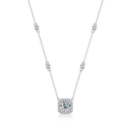 1CT GRA Certified Moissanite Necklace for Women Lab Created Diamond 925 Silver Pendants 18k Gold Plated Jewelry