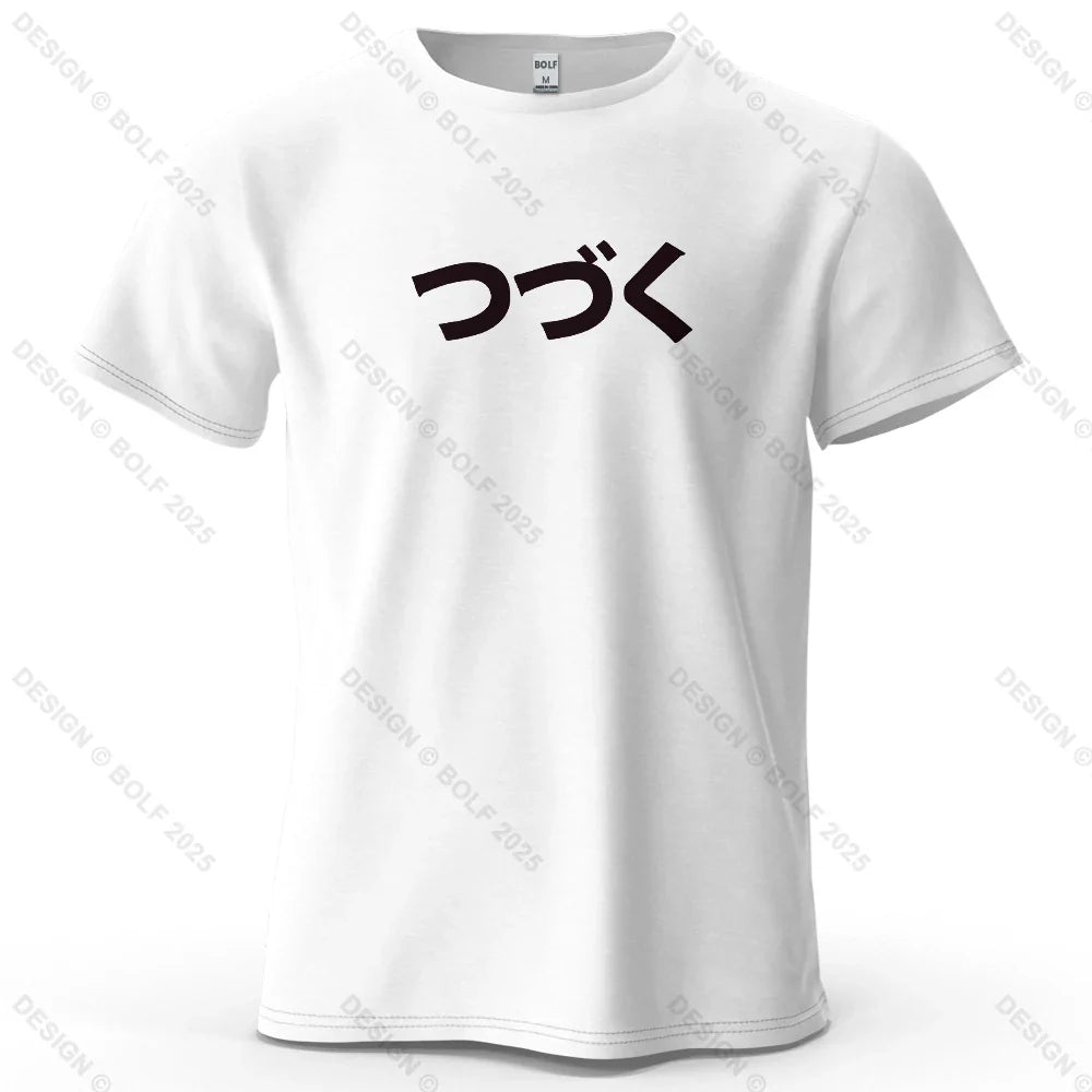 Japanese Character Printed Men's T-Shirt 100% Cotton Oversized Cultural Graphic Tees for Women Tops Tees Casual Streetwear