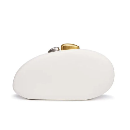 Designer Shell Shape Clutch Bag with Metallic Closure Chain Dinner Purse Women Evening Party Leather Shoulder Crossbody Handbags