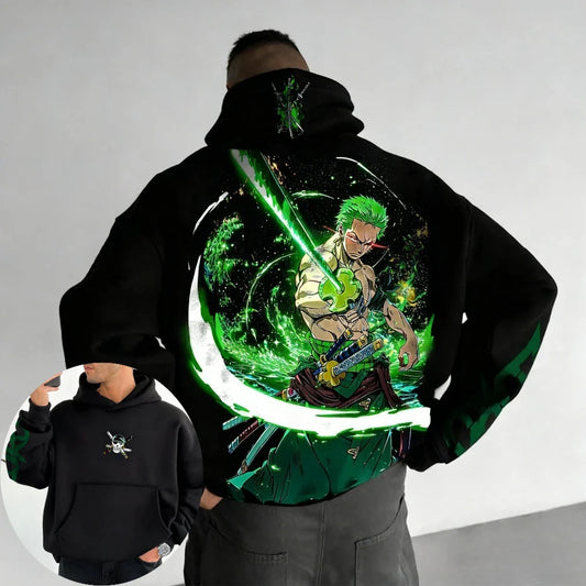One Piece Men's Hoodie Sweatshirt Roronoa Zoro Anime Spring Autumn and Winter Boys Niche Long-sleeved Parent-child Outfit