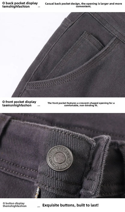 Classic Style 3 Colors Autumn Men's Slim Brown Jeans High Quality Business Casual High Stretch Denim Pants Male Brand Trousers