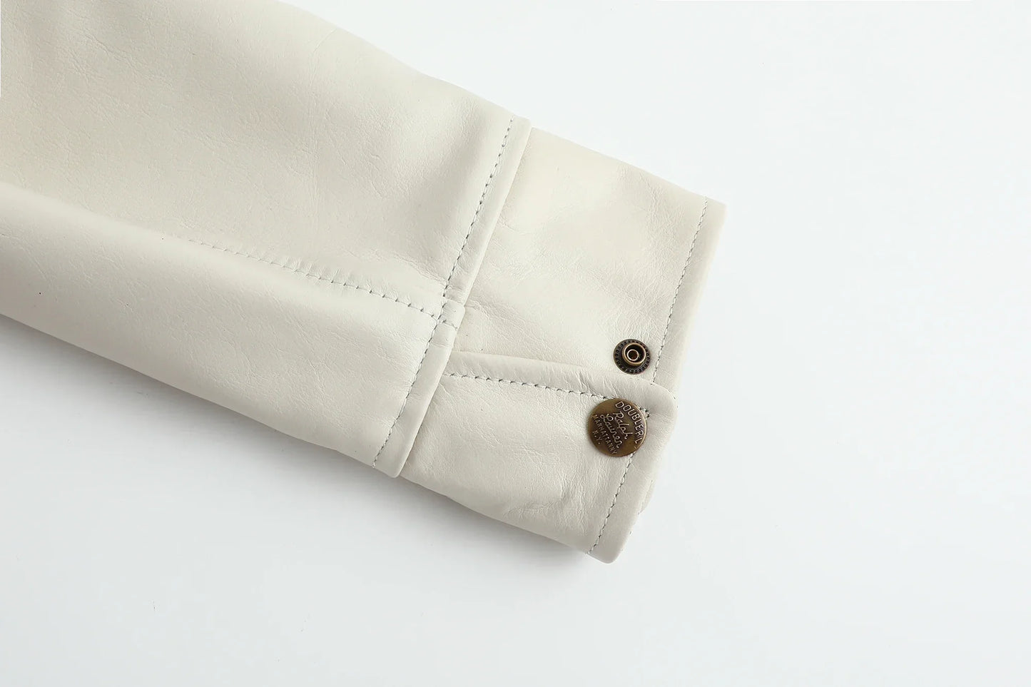 Men's Genuine Leather Jacket White Lapel Calfskin Jacket Natural Cowhide Men's Coat Slim Fit Top Layer Cowhide Biker Jacket