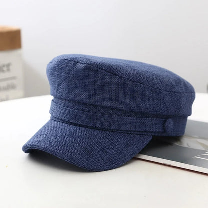 British Retro Style Solid Color Breathable Flat Top Newsboy Cap Sun Hat Military Cap Beret Hats