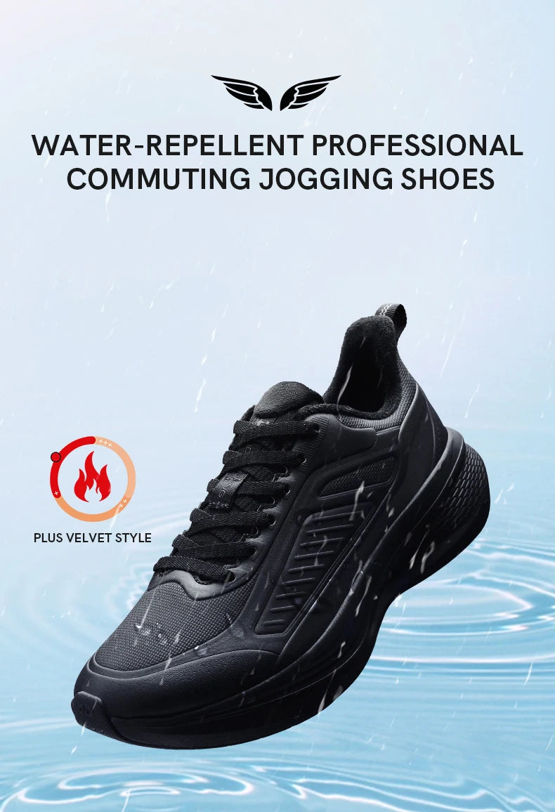 YUYI 4 Winter Running Shoes Men's Sports Shoes Waterproof Absorbing Lightweight Black Fleece Sneakers QXB023244007B