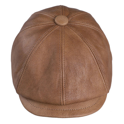 Men's Newsboy Flat Cap 100% Genuine Cowhide Leather Gatsby Ivy Golf Cabbie Driving Hat 8 Panels Classic Design