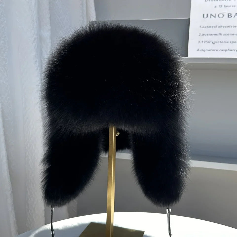 100% genuine fox fur ear-protecting hat Men real raccoon fur bomber hat Women winter warm fur real sheep leather snow hat