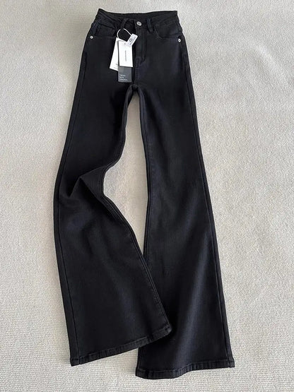 Y2K Loose Jeans Women Casual Trousers Baggy Denim Pants for Ladies Soft Stretch Waist Winter Thermal Fleece Lined Comfort Fit