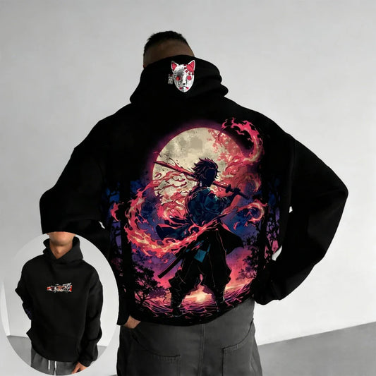 Demon Slayer Men's Hoodie Sweatshirt Kamado Tanjirou Anime Spring Autumn and Winter Boy Warm Long-sleeved Parent-child Outfit