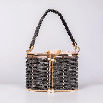 Handbag Shoulder Glitter Pearl Wedding Party Clutch Purse Diamonds Shiny Beading Evening Bag Crossbody Rhinestone Luxury Woman