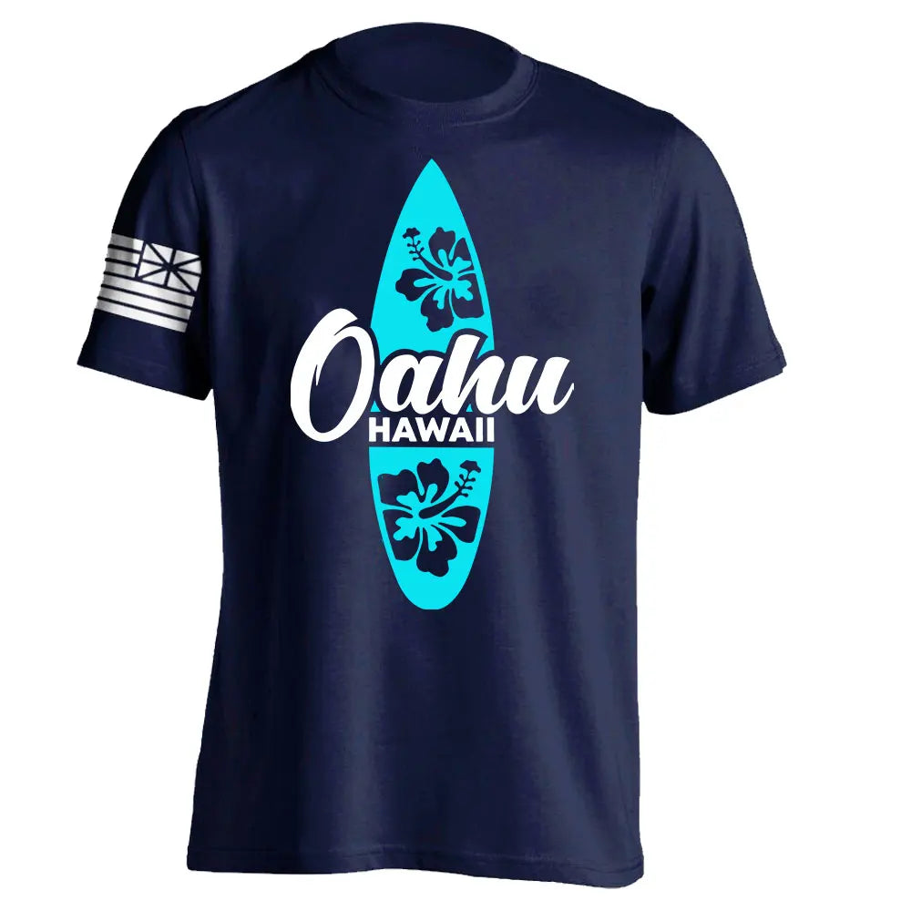 Men's Cotton Shirt OAHU HAWAII SURFING Distressed TShirt Unisex Surf Board Beach Tee Tops Summer Fashion Casual Short Sleeves