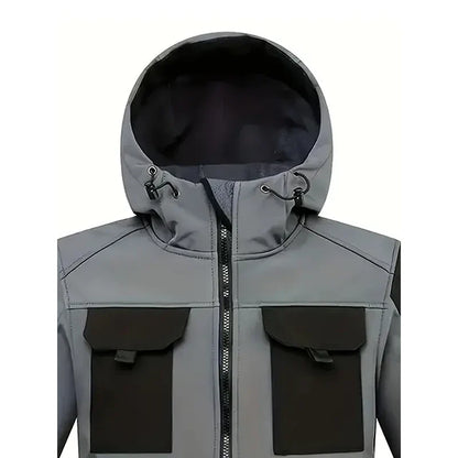 Men Lurker Shark Skin Soft Shell Tactical Jacket Waterproof Fleece Hooded Coat Hunt Clothes Outdoor New Solid Pocket Jacket Men