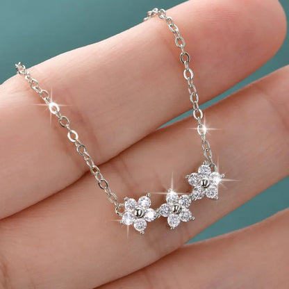 GRA Certified D VVS1 Moissanite Diamond Sweet Mini Flower Pendant Necklace for Women Chain Neck Jewelry Gifts Collares