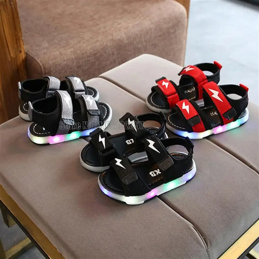 Kids Led Sandals Light Up Children Summer Glowing Sport Boys Girls Flashing Soft Beach Shoes