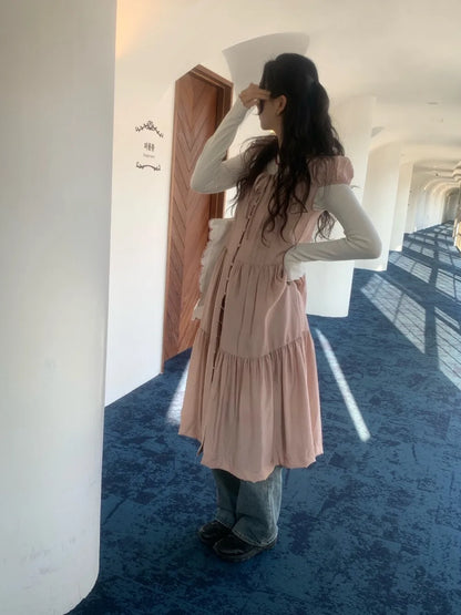 Spring 2025 Chic A-Line Dr Korean Sle Long Svel Women's Faionable Gown Ele Personali Commute Suitable Dr